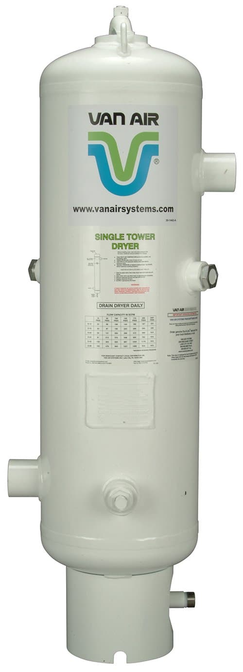 Van Air Systems D12 Compressed Air Dryer, 100 CFM, 2" NPT, 3 50 lbs. Pails Dry-O-Lite Desiccant Included