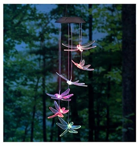 Color-Changing Solar Wind Chimes LED Solar Multi-color Solar Dragonfly Mobile Night Outdoor Light