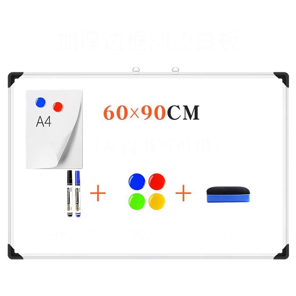Round Edge Thickened Border Whiteboard - Double-Sided Writing - Office Conference Teaching Training - 60x90cm (Size : 60X90CM)