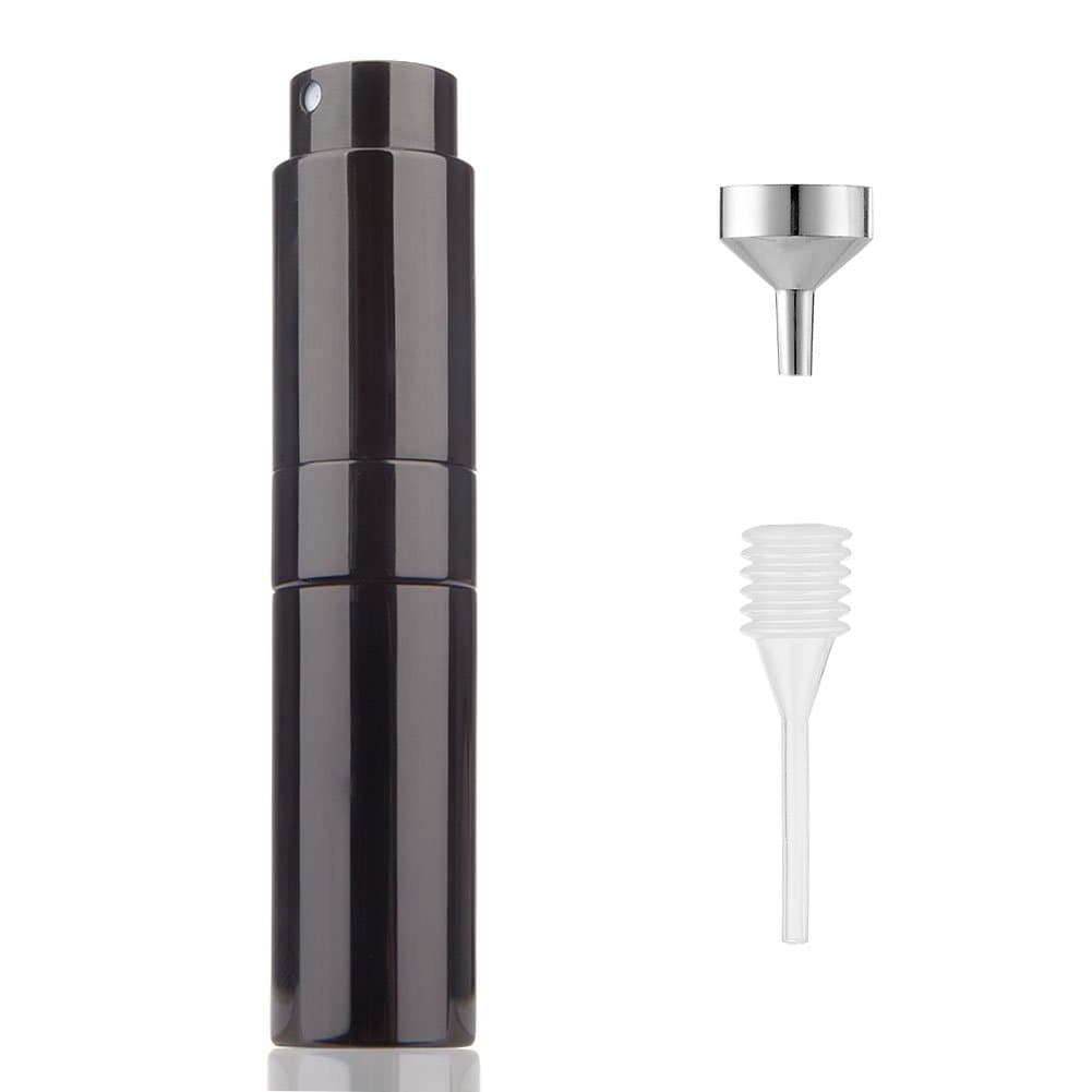 8ML Travel Perfume Atomizer Refillable for Men & Women | Empty Perfume Spray Bottle - for Portable Aftershave, Cologne Sprayer, Fragrance Dispenser in Purse (Gloss Black)