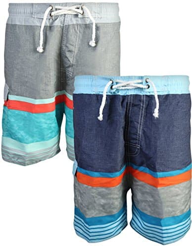 Quad Seven Boys’ Striped Swim Trunks (2 Pack)