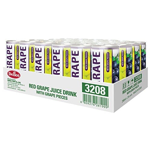 Dellos Red Grape Fruit Juice Drink With Grape Pieces 240ml (Pack of 24 Can)