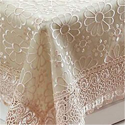JITIAN Rectangular Lace Tablecloths Embroidered Pastoral Transparent Table Cloth Washable Table Cover Square Table Protector for Wedding Party Home Decoration