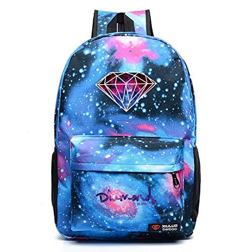 Youngmars Canvas Water Repellent Starry Sky Diamond Printing Packable Backpack (Galaxy Blue)