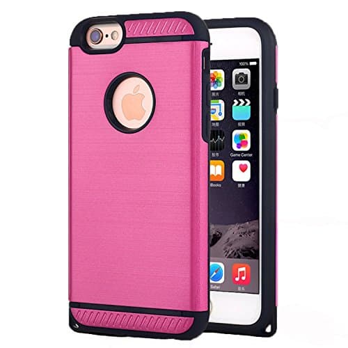 iPhone 6 / 6S Armor Case, Ultra Thin PC / TPU Hybrid Cover for the iPhone 6 (4.7), Brushed Metal, Slim Minimal Lightweight (Pink)