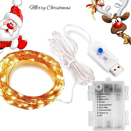 SW Led Starry String Lights 33ft 100 Leds Decorative Fairy Battery Powered String Lights, Copper Wire light for Bedroom,Wedding (warm white)