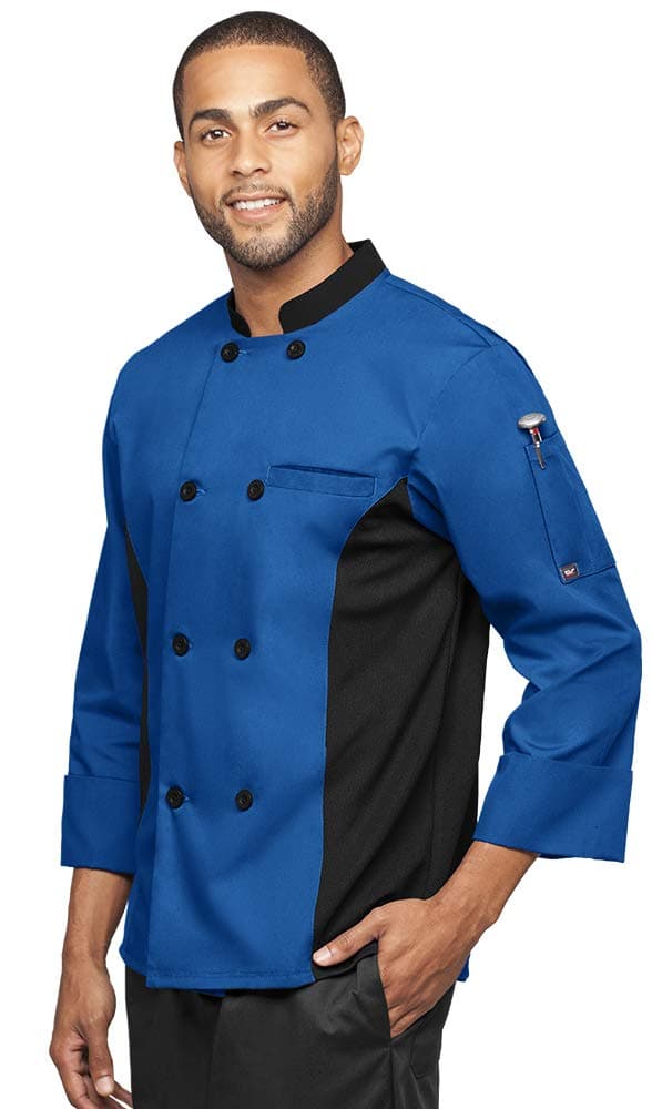 Men’s 3/4 Sleeve Chef Coat with Mesh Side Panels (S-3X, 4 Colors)
