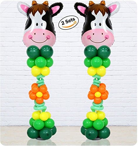 2-SET Balloon Column Stand Base and Pole Kit Balloon tower for party decoration Christmas Wedding Birthday New semester (Cow2)