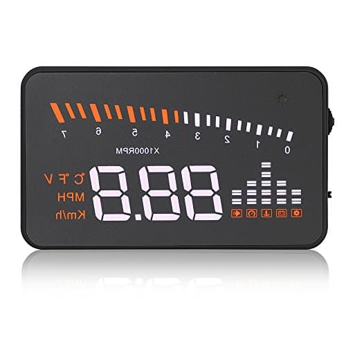 X5 HUD 3" Universal Multi-function Vehicle-mounted Heads up Display for Cars Windshield Compatible with OBD2 II EOBD System Model Cars Interface Plug Play KM/h MPH Speeding Warning adaptation car