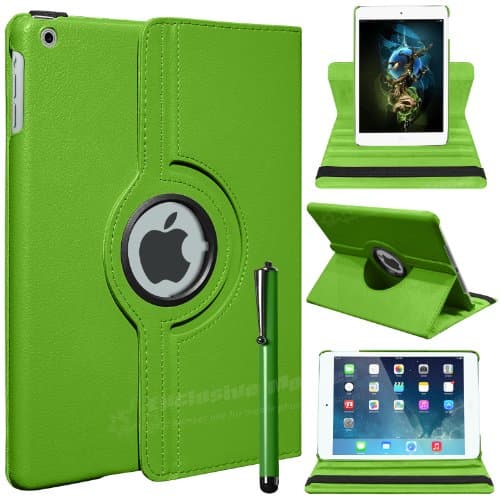 Mobile Junction ® 360 Case New Apple iPad Air (5th Generation with Retina Display) 360 Degree Rotating Smart Stand Case Cover with Auto Sleep Wake Incl. Free Screen Protector & Stylus (Green)