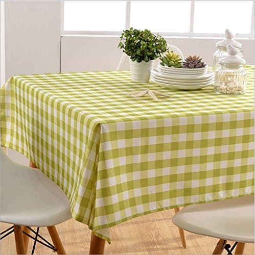 Moldiy 100% Polyester Large Dining Party Picnic Checkered Tablecloth, Indoor&amp;Outdoor Water and Oil Resistant Rectangular,Green