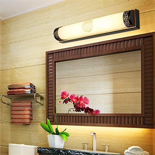 Modern LED Wall Light Sconce New Chinese Mirror Headlight Retro Mirror lamp Bathroom Wall lamp Bathroom Mirror Cabinet Chinese LED Makeup lamp Black, 61cm, 18w with E27 Socket for House.