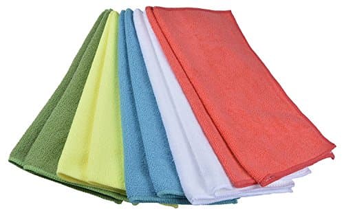 Microfiber Cleaning Cloths for house, Kitchen and Car- 6 different colors,20% less than top competitor, Size 16x12 inch (12)