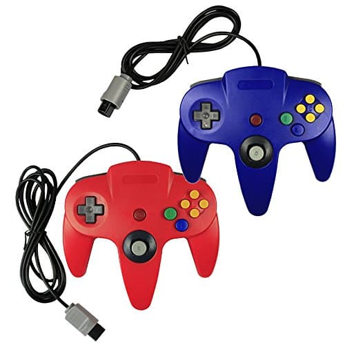 Pomilan Classic Retro Wired Controllers For N64 (Red and Blue)