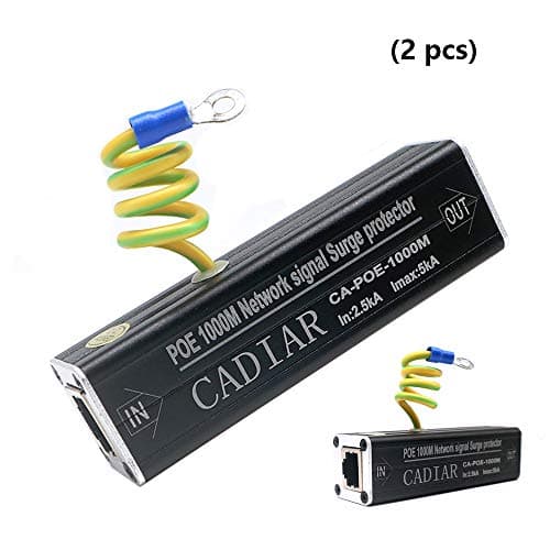 (2 pcs) Network Surge Protector POE 1000Mbs RJ45 Ethernet Network Equipment Arrester Protection