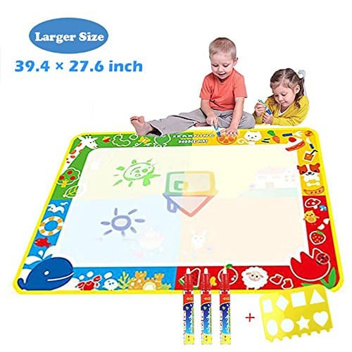 Drawing Mat Doodle Mat Large Size(39.4 X 27.6 Inch) Water Drawing Pad In 4 Colors with 3 Magic Pens and 8 Painting Templates(Color Random) No Mess Best Kids Educational Toy