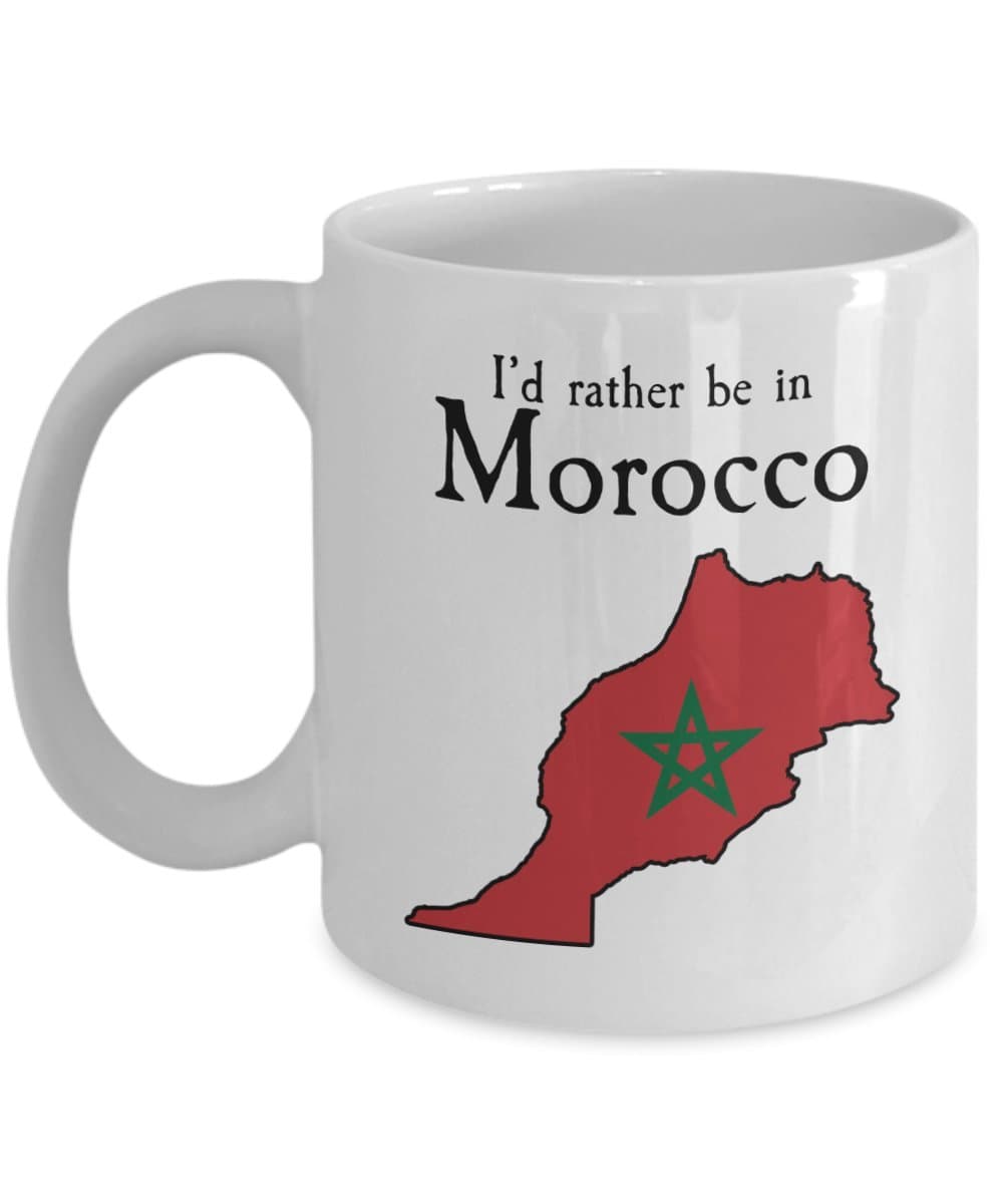 I'd Rather Be In Morocco Coffee Mug, White, 11 oz - Unique Gifts By huMUGous