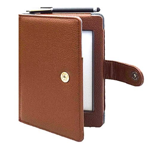 For Kindle Touch (2012 model) D01200 ebook leather flip folio cover book case, pouch bag for Amazon Kindle Touch ereader with magnetic closured (Brown)