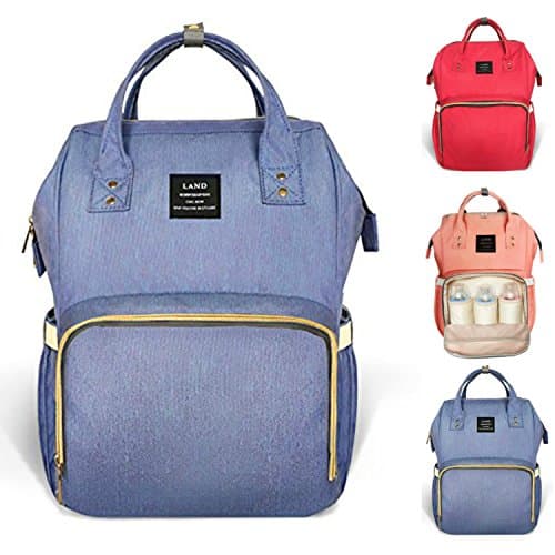 RomWell Diaper Bag Mummy Backpack for Baby Care Multi-Functional Baby Nappy Changing Bag with Insulated Pockets Waterproof Fabric Large Capacity (Purple)