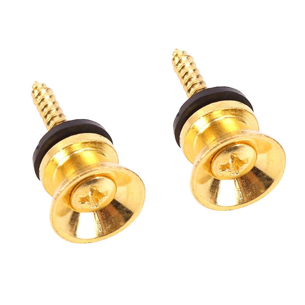 2pcs Guitar Strap Part Metal Strap Buttons Locks End Pins Ukulele Button Pegs Bass Screw Mushrooms Head Golden