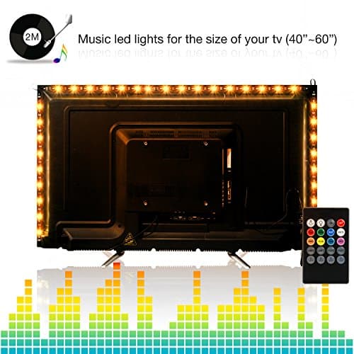Led Light Strips,ViLSOM 2M/6.56Ft SMD 5050 USB Powered Led tv Backlight Sync to Music with 8 Colors,4 Flash Modes and 4 Music Modes for 40-60 inch HDTV,TV Backlight (4 x 50CM/1.64Ft led Strips)