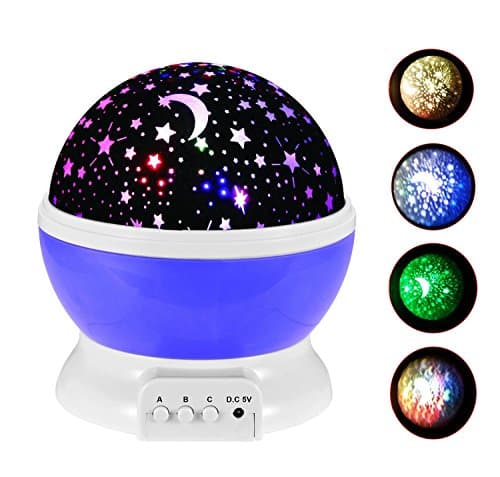 Cosmos Star Projector Starry Star Moon Sky Night Projector Sun and Star LED Night Light Romantic 360 Degree Rotating Galaxy Night Lamp for Baby Kids Lover Friends Bedroom(Purple)