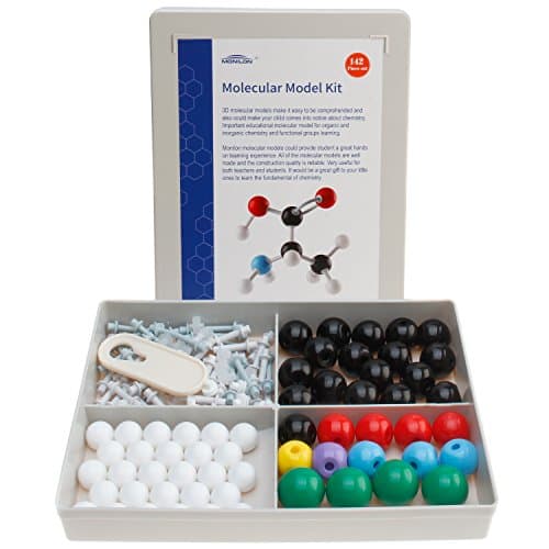 Monilon Molecular Model, Chemistry Organic Molecular Model Kit - 59 Atoms &amp; 82 Bonds (Total 142 Pieces)