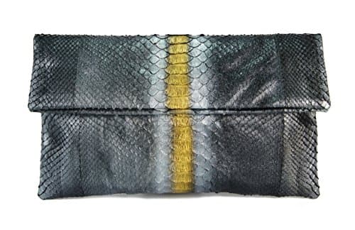 Genuine Python Leather Classic Foldover Clutch Bag