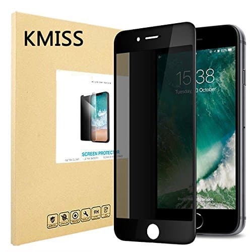 iPhone 8 Plus / 7 Plus Privacy Tempered Glass Screen Protector, KMISS Anti-Spy [Anti-Scratch] [Anti-Fingerprint] [Bubble Free] [Full Coverage] for iPhone 7 Plus/ 8 Plus (1 Pack)