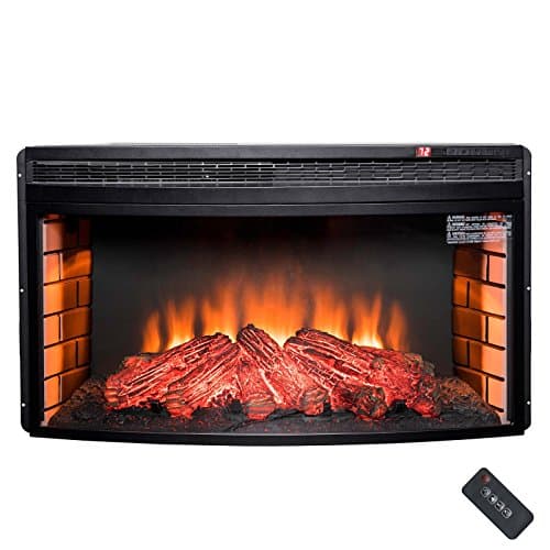 NEW Black,35" Black Freestanding Insert 22 Setting Log Electric Fireplace Heater w/ Remote