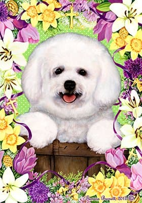 Bichon Frise - Tamara Burnett Easter Flowers Garden Flags