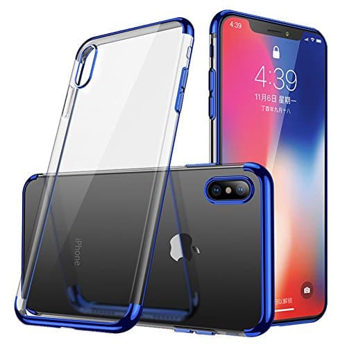 iPhone X Case, Transparent TPU Cover, Luxury Ultra Thin Protective for iPhone X, Blue