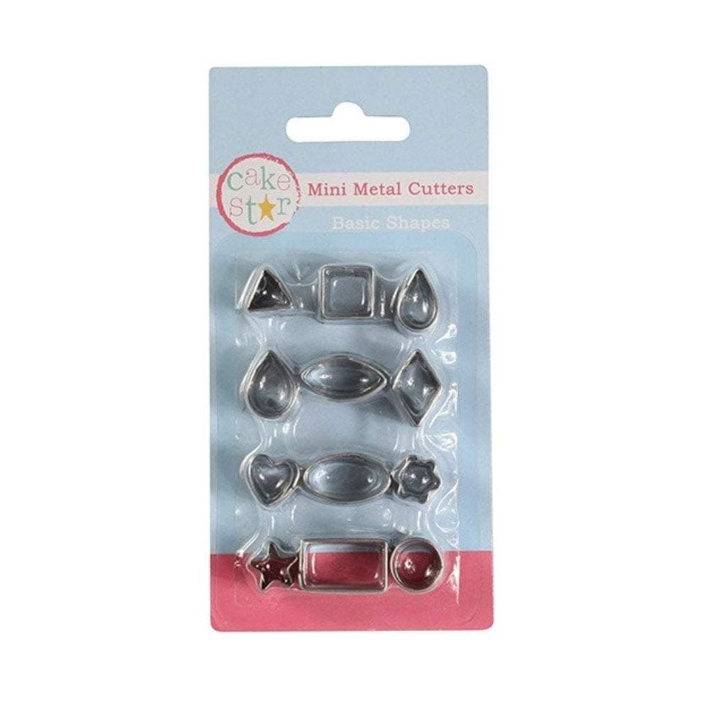 Cake Star Mini Metal Basic Shapes Cutters - 12 piece - Circle, Square, Star, Heart Etc