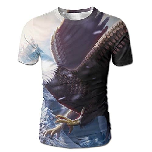 Samilaim Men's Painting Poultry Eagle Beak Wings 3D Creative Design Casual Tshirts Tops Crewneck Short Sleeve T-Shirt Tee