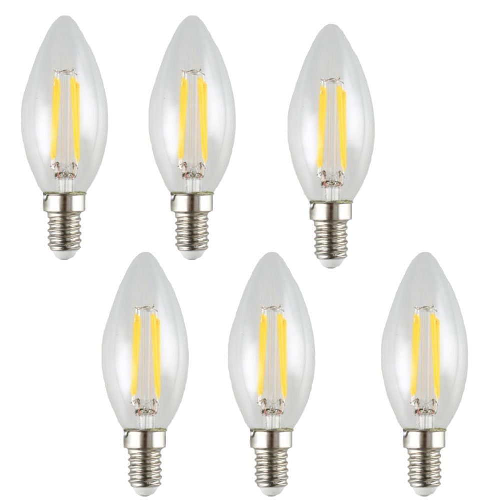 CIMC LLC Vintage Edison LED Light Bulb 4W Equivalent 40 Watt LED Candelabra Base Bulbs Dimmable Filament C35, 220V E14 Medium Base,5730 Chip,2700-3000K Warm White 360LM Blunt Tip Decorative-6 Pack