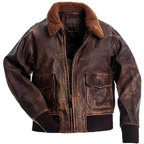 Aviator G-1 Flight Jacket Distressed Brown Real Leather Bomber Jacket