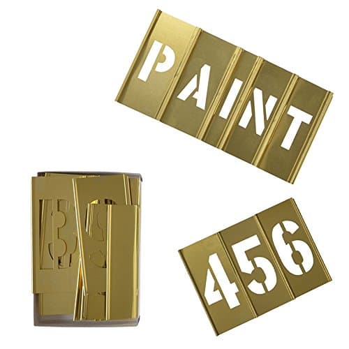 Deezio Brass Letter Stencils and Number Stencils 3 Inch Interlocking Alphabet Stencils - 46 Piece Set