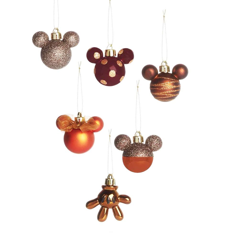 Licensed Mickey Mouse Christmas Decorations Collection (Bronze, 6)