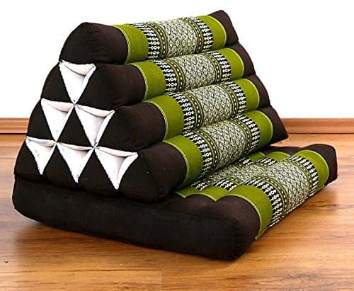 Asia Wohnstudio 1 Fold With Extra Large Triangle Cushion, 100% Natural Kapok Filling, Thai Xxl Jumbo Pillow, Headrest (Thai Cushion Seat Fold)