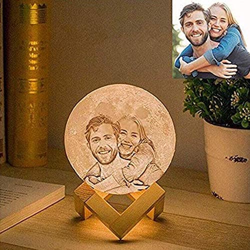 Personalized 3D Moon Lamp, Customized Photo & Text Moon Night Light, LED Touch Control Lunar Table Lamp, Kids Lover Birthday Party, 10CM