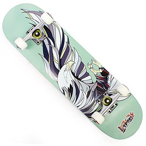 OneHype - Pro Complete Skateboard Eagle Claws Blue 31" x 8 inch Maple Wood Deck, Black Aluminum Trucks, Ultra Smooth ABEC 7 Bearings