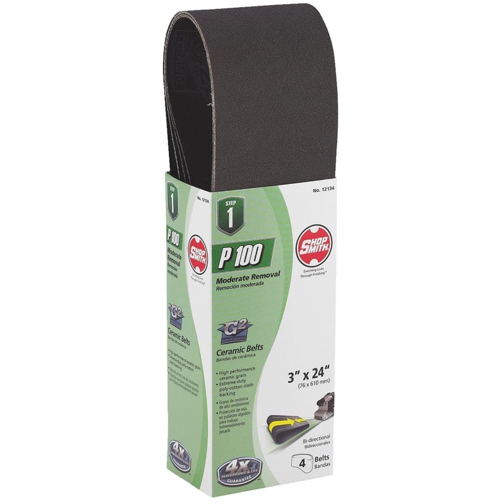 Shopsmith 24 in. L x 3 in. W Ceramic Sanding Belt 100 Grit Medium 4 pc.