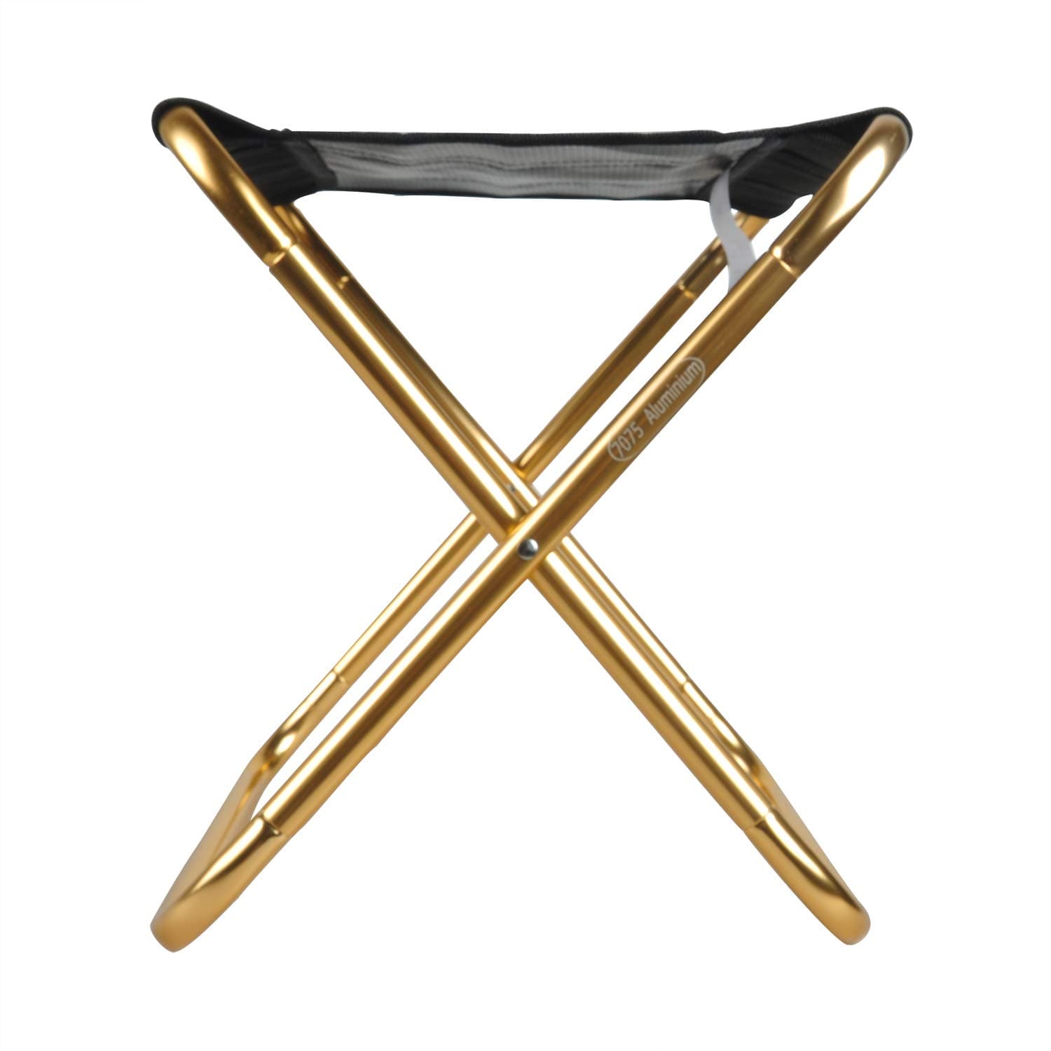 Gold Compact Folding Metal Camp Stool Easy Foldable Portable Camping Step Stool