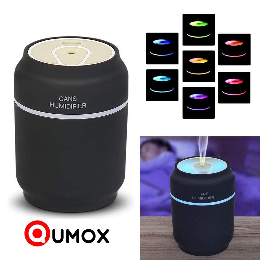 QUMOX 200ml USB Air Humidifier Diffuser Nebuliser Purifier, LED Night Light B