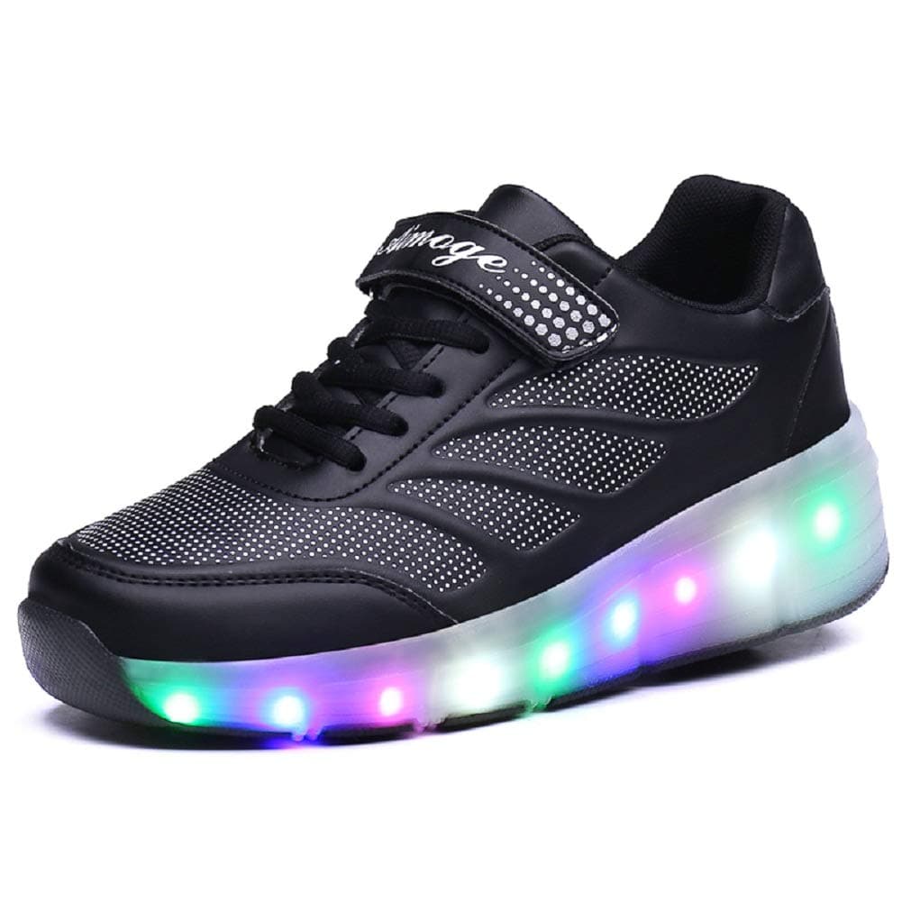 Led Wheel Roller Skate Shoes Automatic Retractable Technical Skateboarding Shoe High Top Inline Wheel Skates Cross Trainers Flashing Multisport Outdoor Running Gymnastics Sneakers Pink