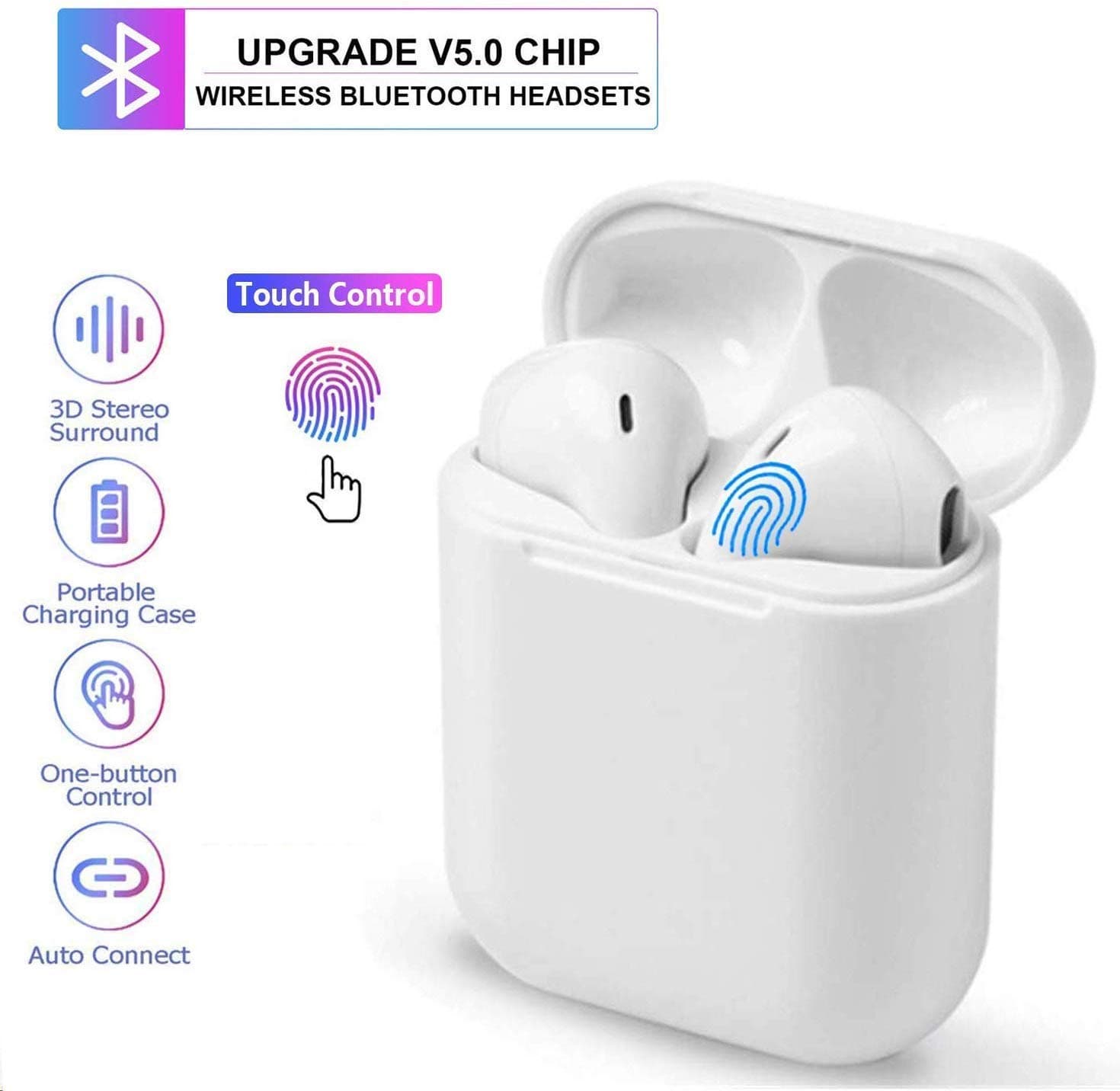 Bluetooth Earbuds, i11 Pop-up Bluetooth Headset Bluetooth 5.0 Stereo Hi-Fi Sound IPX5 Waterproof Headphoness with Charging Case for Android/iPhone/Samsung