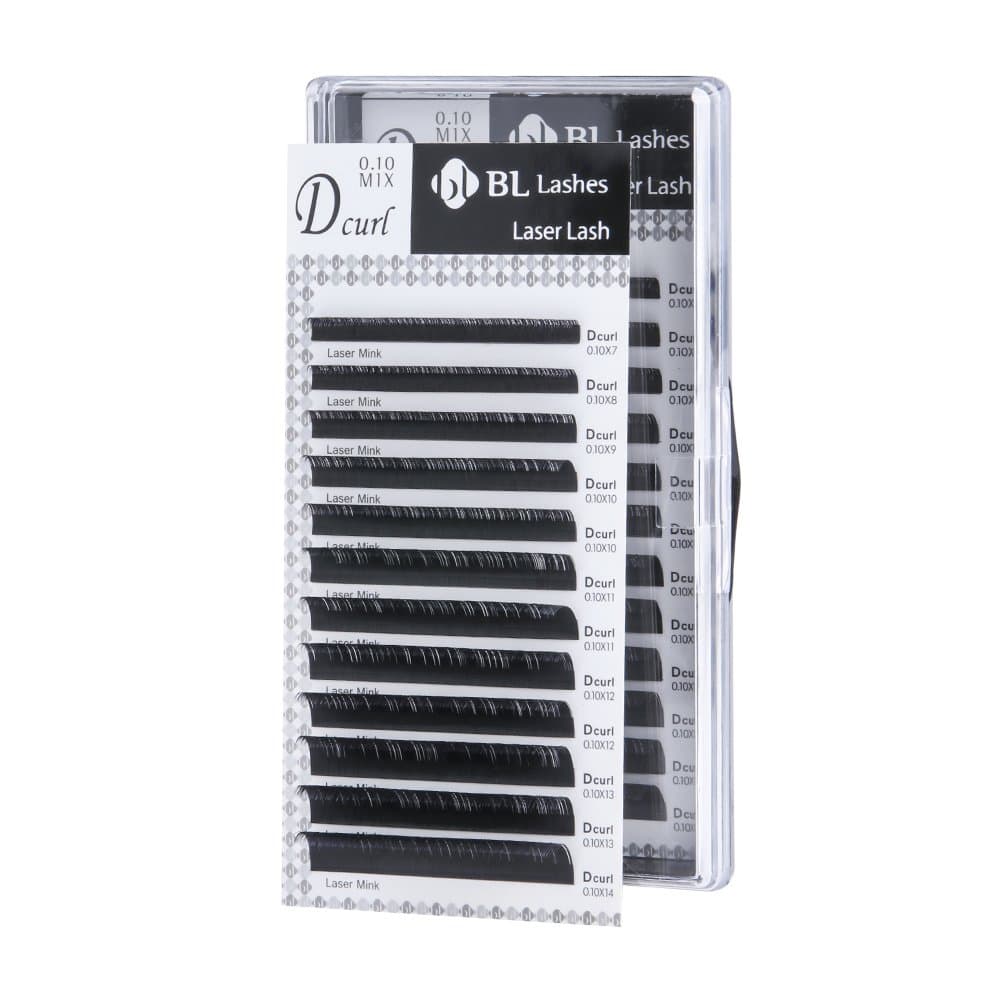 Eyelash Extension BL Laser Mink Lash D Curl Mix 8 Sizes in 1 Tray (DX0.10mm)