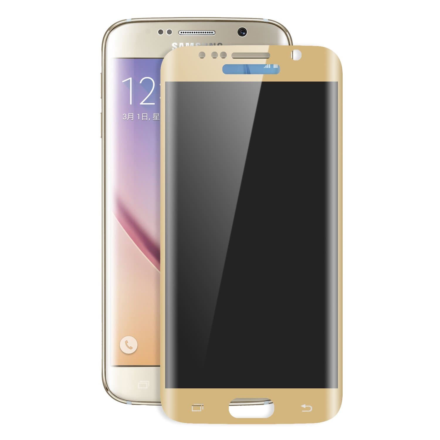 Galaxy S6 Edge Privacy Screen Protector, LXIN® [3D Touch Compatible] Anti-spy Tempered Glass Screen Protector Full Coverage for Samsung Galaxy S6 Edge with Case Friendly 9H Hardness(Gold)