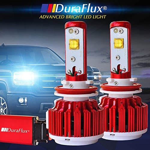 DuraFlux H11 H8 LED Headlight Conversion Kit Bulbs - CREE XHP70 LED, 9600LM 80W 6000K HID Xenon White Light - SHCS and Turbo Fan Cooling System