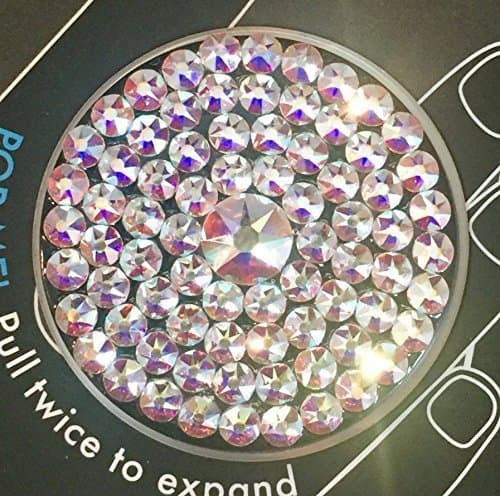 Black Popsocket made with Aurora Borealis (AB) Swarovski Crystals